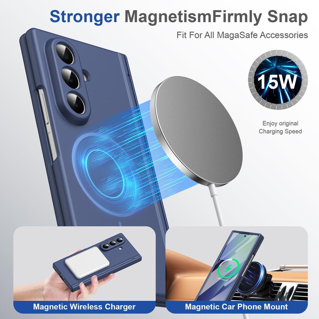 For Samsung Galaxy Z Fold 8 Ultra 8/7/6/5/4 Full Cover Magnetic Case with Tempered Glass Front Film Anti-Fingerprint Phone Case