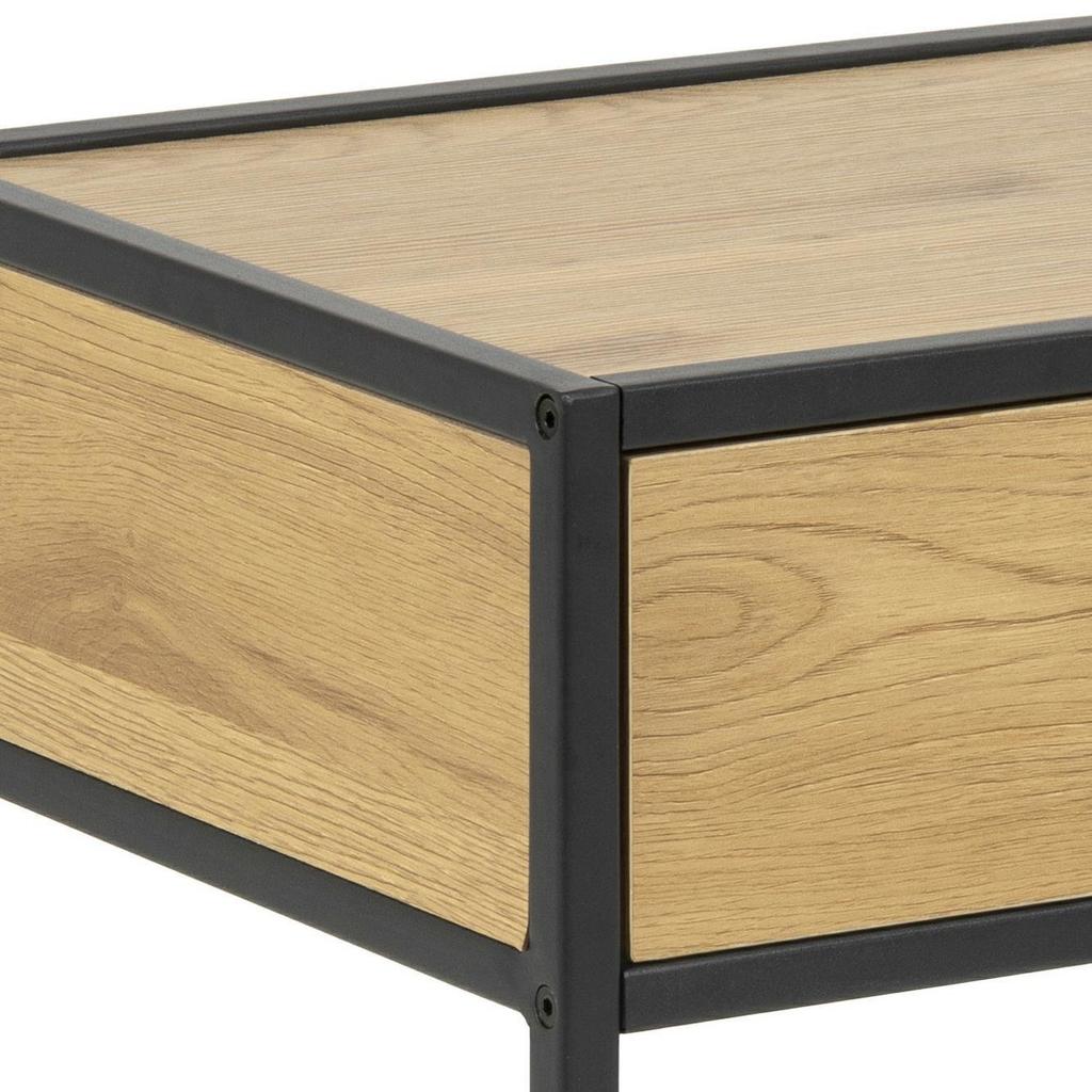Seaford BEDSIDE CABINET WITH DRAWER AND SHELF, MDF, metal, wild oak