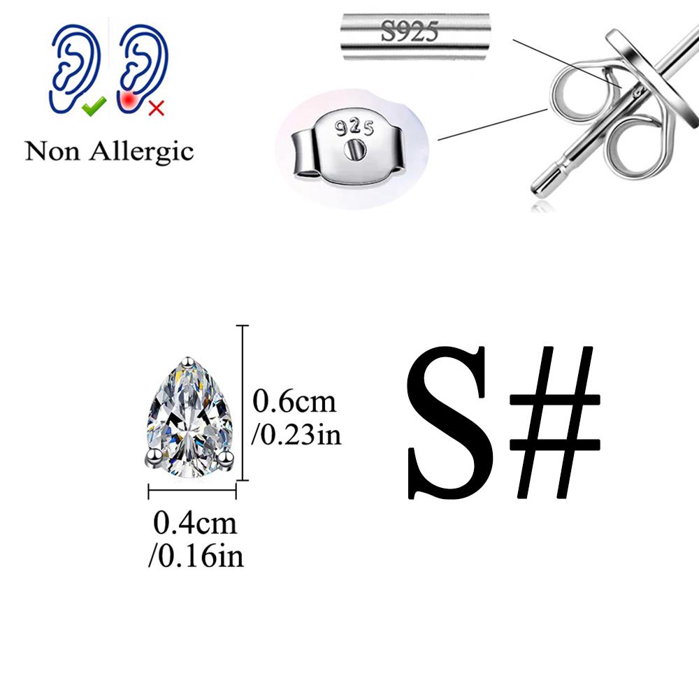 QooLady S925 Silver Shiny Cubic Zirconia Water Drop Stud Earrings for Women Trendy Party Jewelry Accessories Gift SE127