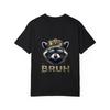 Crewneck T Shirt White Raccoon with Camo Hat and Sunglasses Bruh Text Graphic Print Casual Wear for Men and Women