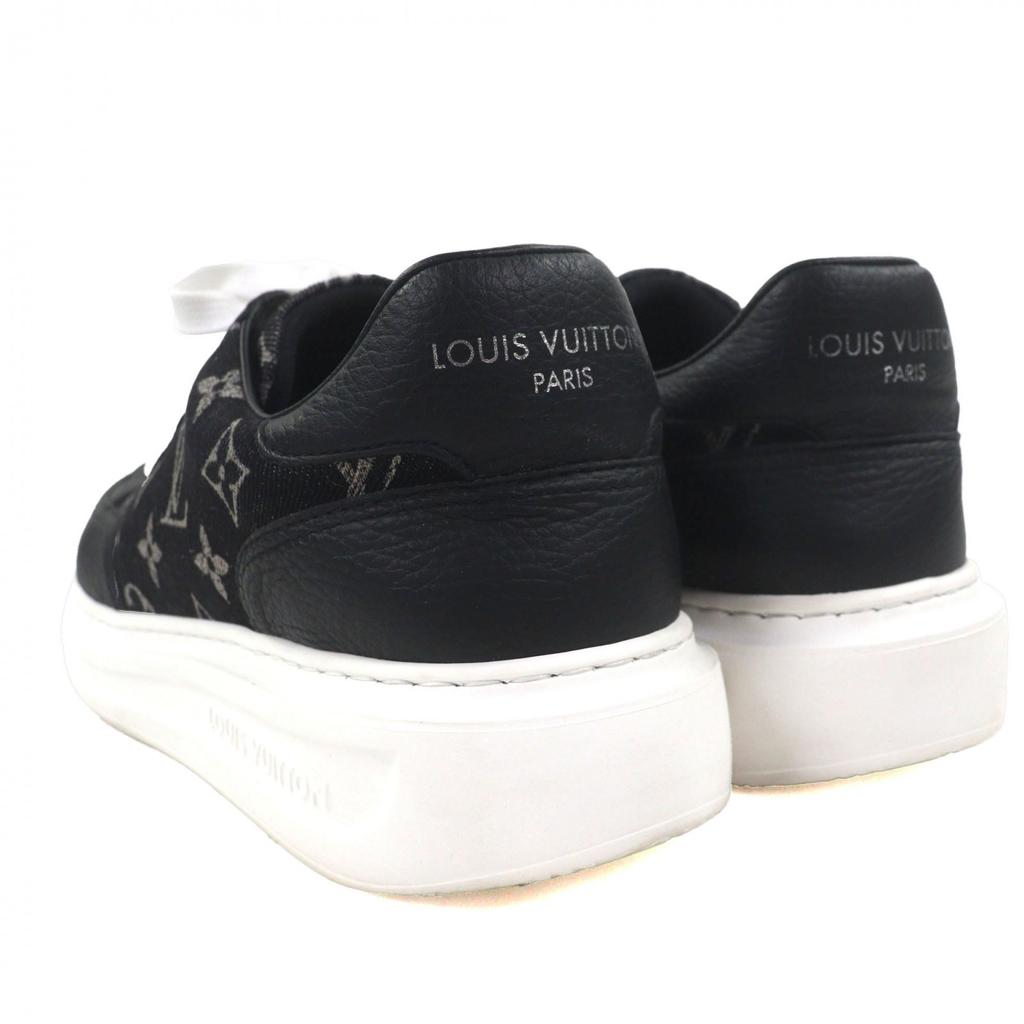 Great LOUIS VUITTON Low cut sneakers black Monogram denim mens 7 1ACQL7 Used
