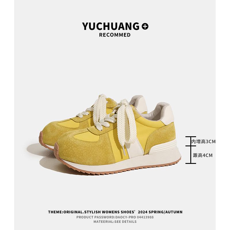 Height-increasing round head Forrest Gump shoes women's super fire German training shoes autumn new lightweight thick-soled versatile dad shoes CM