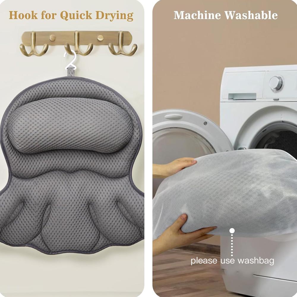 Bath Pillow Luxury Bathtub Pillow, Extra Soft & Comfortable Bath Pillows for Tub Head Neck and Back Support, with 4D Air Mesh