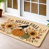 Pumpkin Crow Doormat Cute Autumn Hello Fall Sunflower Maple Leaves Welcome Mat Non Slip Entrance Rug Ground Carpet Bedroom