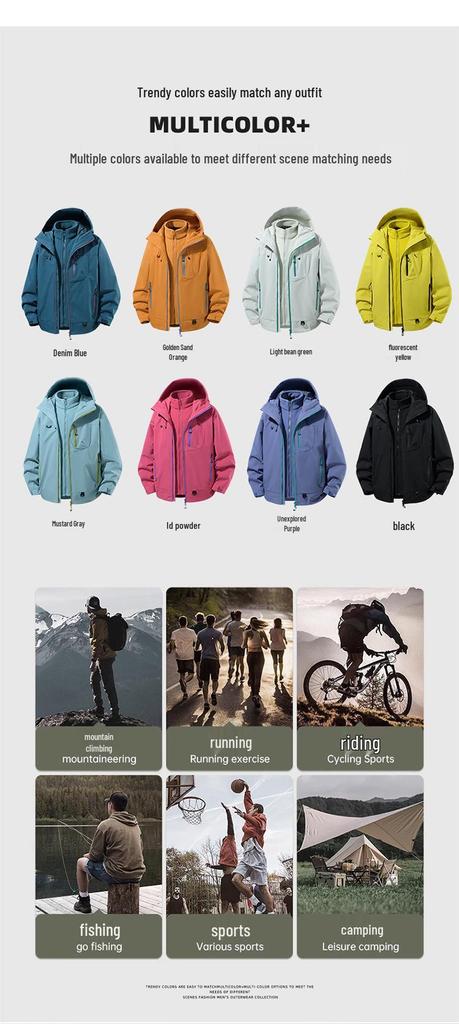 Winddichte 3-in-1 Kapuzenjacke für Damen & Herren - Outdoor Bergwandern & Kletterausrüstung für Frühling & Herbst