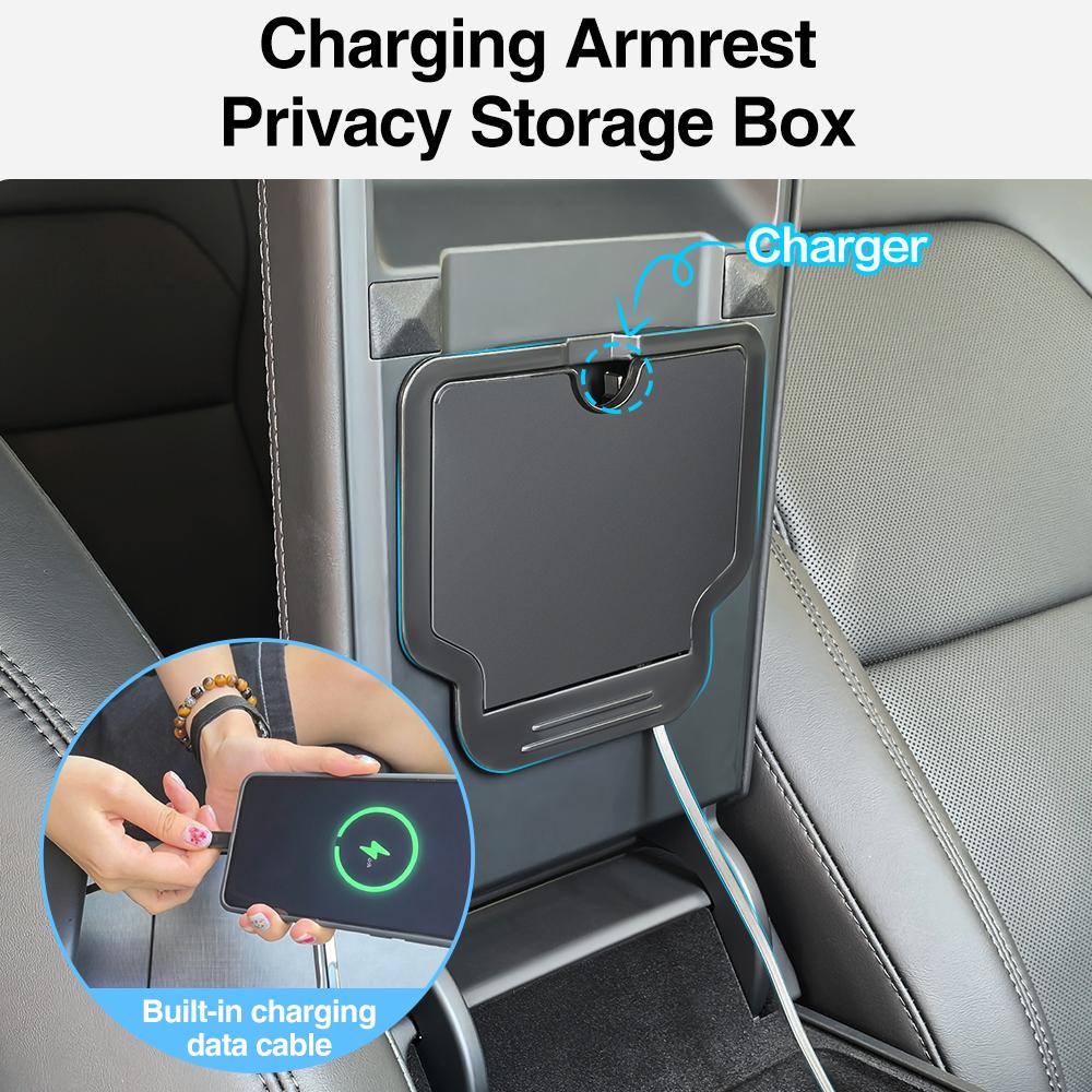 Heenvn Car Hidden Storage Box For Tesla Model 3 Highland /Model Y Juniper/YL 2026 2025 ABS Center Console Armrest Organizer Box