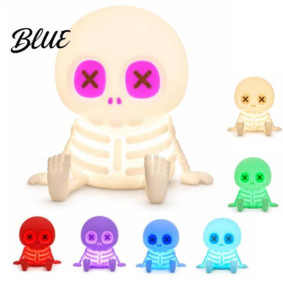 Christmas Gift for Kids Halloween Skeleton Night Light Silicone Touch LED Bedside Lamp Kids Light 8 Color RGB Dimmable Warm Desk Decor Bedroom