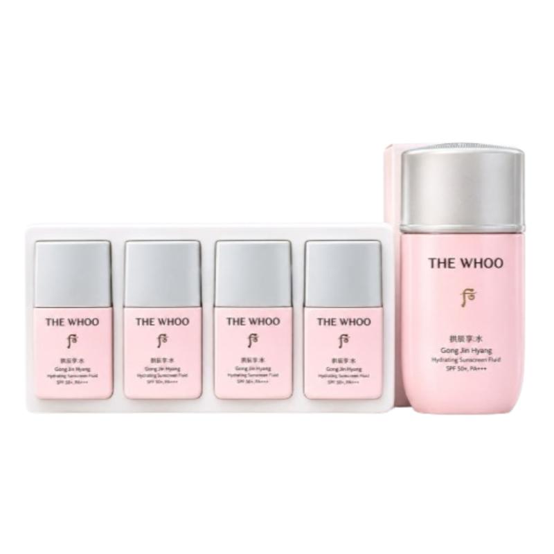 

The History of Whoo Gongjinhyang Soo Hydrating Sunscreen Fluid Special Set – SPF50+ PA++++ Korean Moisture Sun Fluid 60ml with 13ml x 4 Gift Set Special Set