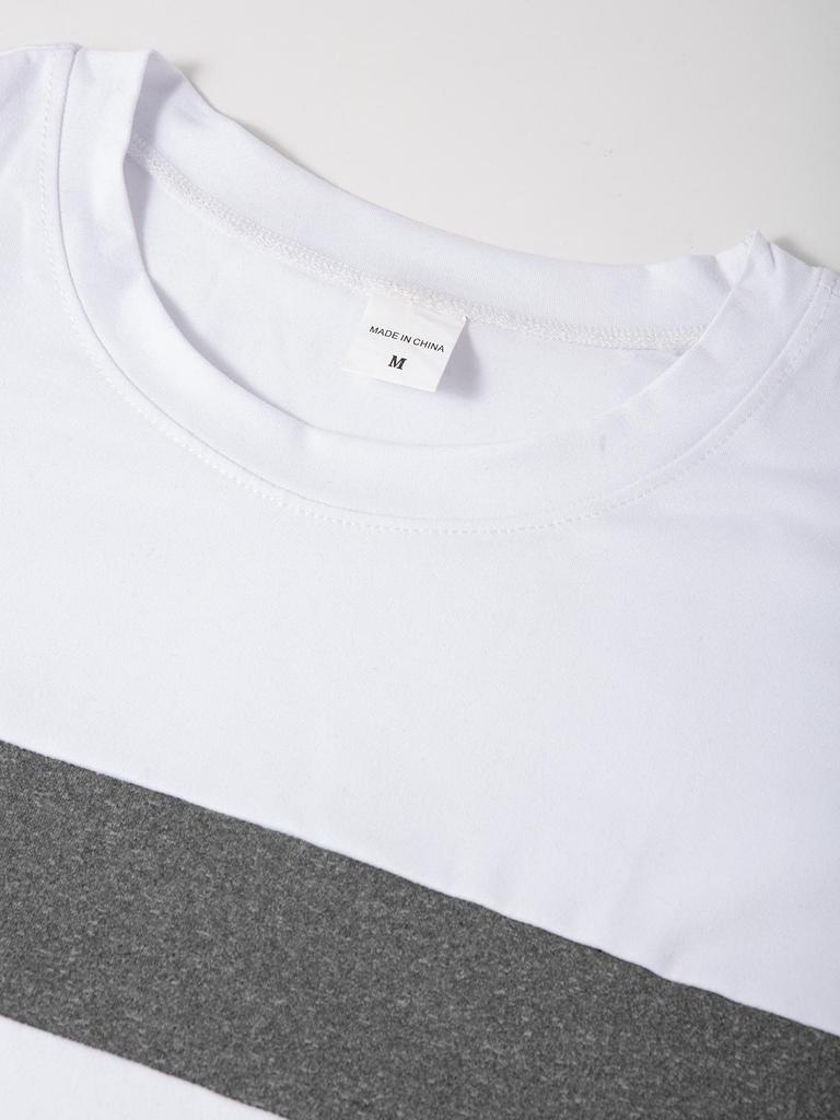 Plus Size Men's Color Block Crew Neck Long Sleeve Autumn/Winter Base Layer Pullover T-Shirt