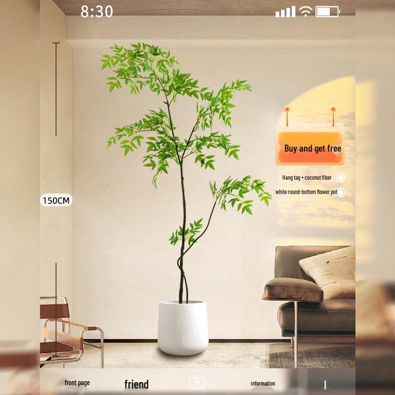 Nandina Luxus Kunstbaum - Dekorative Bionische Grüne Pflanze für Innenräume mit Seidenblumen für die Wohnzimmer-Landschaftsgestaltung.