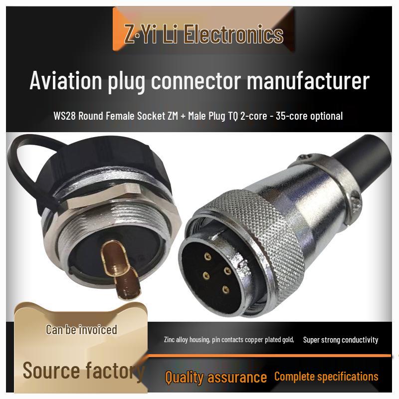 WS28 Circular Aviation Plug Socket - 26-Pin Industrial DS Connector for TQ+Z Robotics