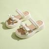 688-10 Two women in cool slippers 2025 new summer fairy wind flat bottom one-word drag Roman beach sandals