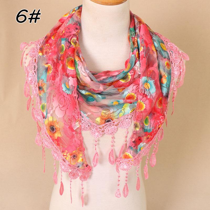 Color lace triangle scarf, spring and autumn fashion hollow tassel women's triangle scarf veil SJJ