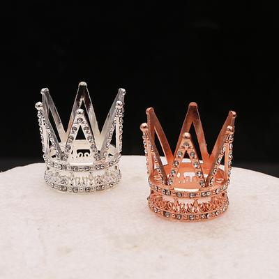 Small Crown Cake Decoration Retro Children's Mini Birthday Crown Ornaments Princess Gold Silver Rhinestone Crown