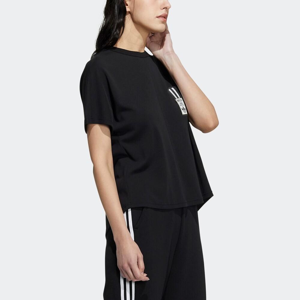 Adidas Originals Trefoil Sports Casual Back Split Breathable Printed Short Sleeve T-Shirt Women Tops Black HC6568