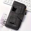 Women's Long Wallet Black Striped Cat Multi - functional Snap Coin Purse for Cat Lovers Daily Commute Travel Gift 0109PYT