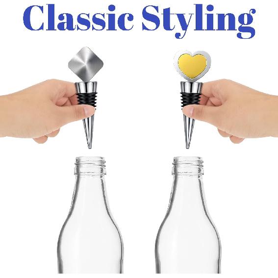 6 Pieces Metal Bottle Stopper 16 x 3/8 Blank Stainless Steel Wine Bottle Stopper Kit Reusable Wine Saver Corks Chrome Bottle Stopper Set Hardware for