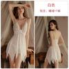 Women's Sheer Mesh Asymmetric Hem Deep V Cami Sleep Dress Set