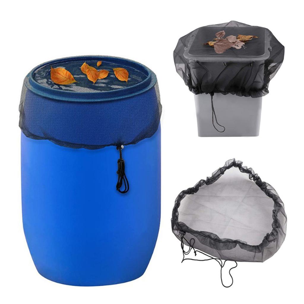 2PCS Water Collection Mesh Cover Black Netting Screen Drawstring 37in Prevents Bugs   Protector for Rain Buckets Garden