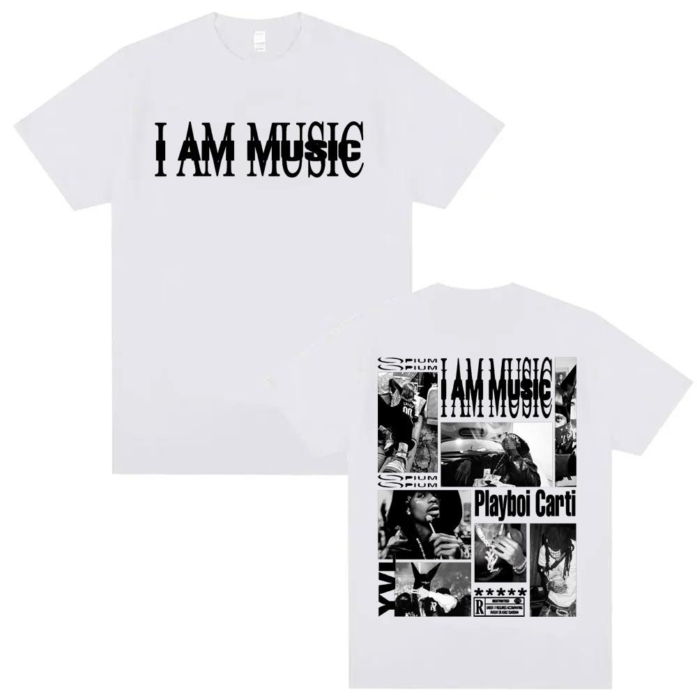Rapper Playboi Carti I AM MUSIC Tričko s logem alba pro muže Módní Gotické Hip Hop Street Trička Unisex Letní Kulatý výstřih Topy Trička