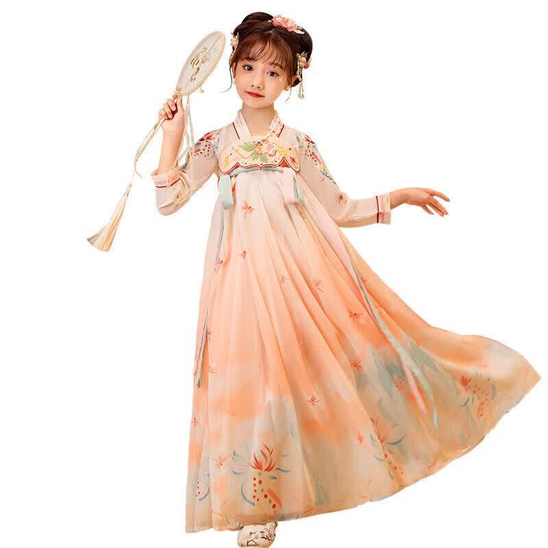 Girls' Traditional Chinese Hanfu Dress Set