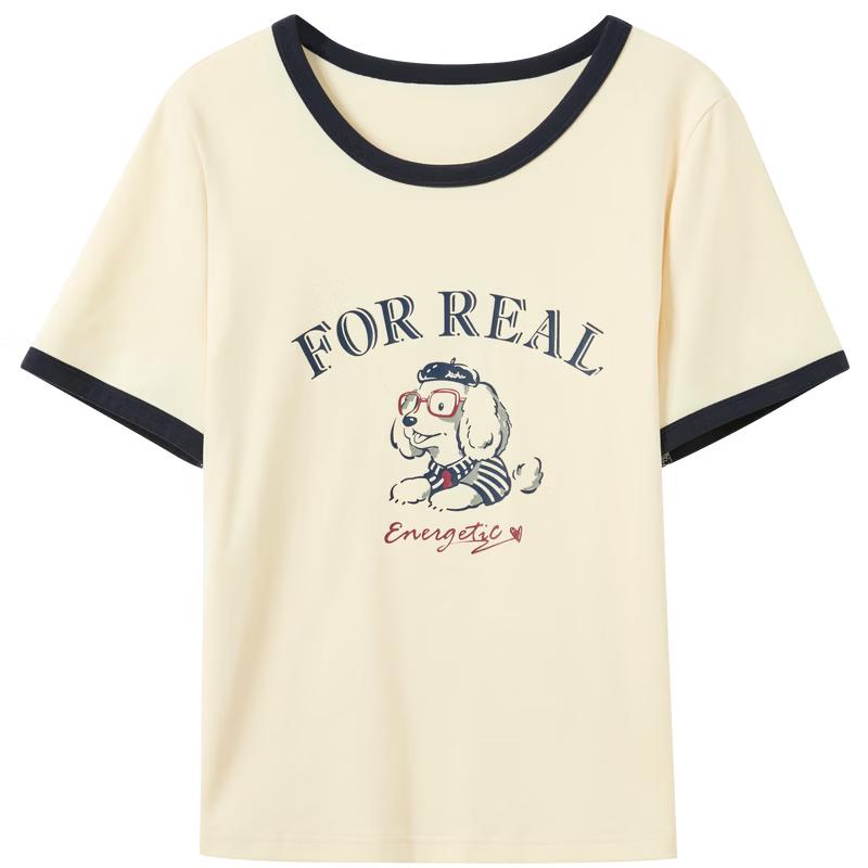 Women s Plus Size Puppy Print Cotton T-Shirt M