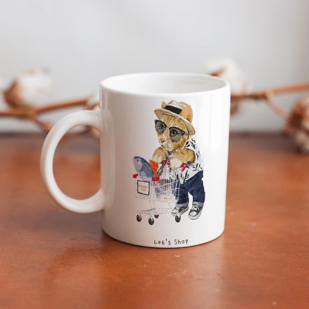 1 Förpackning 11oz Vit Keramisk Mugg Med Tydligt Dubbelsidigt Tryckt Konstverk Pålitlig Kaffekopp För Hemmakontor Presentanvändning