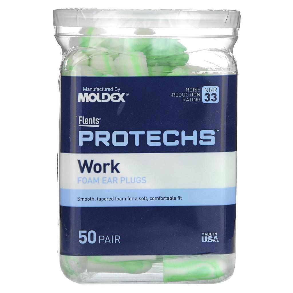 Protechs, Foam Earplugs, Work, 50 Pairs