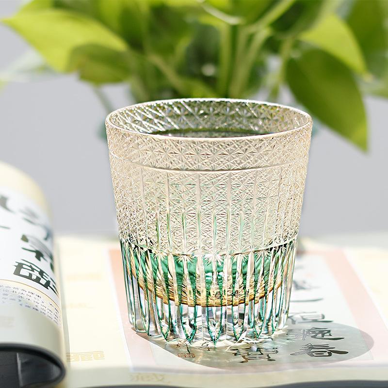 Jinzhi hand-carved Japanese-style Edo cut-off style big Maimang crystal whiskey glass wine glass