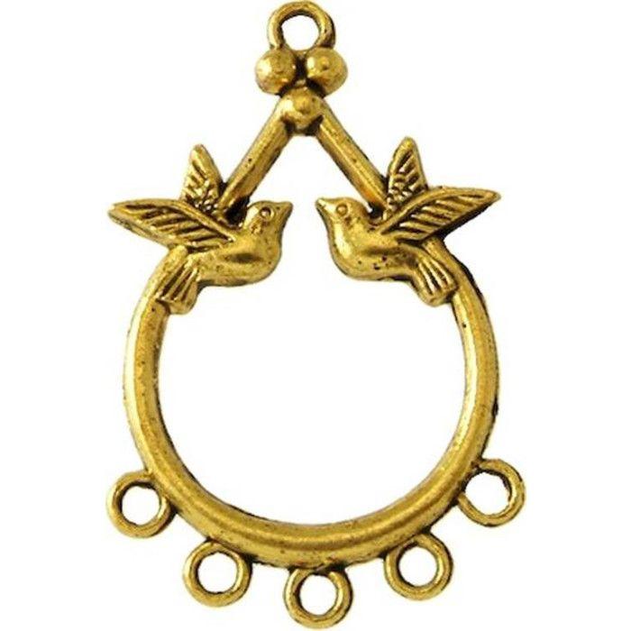 Breloque pendentif Diviseur colombe Doré