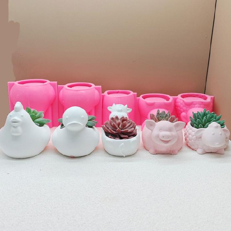 Animal Shaped Silicone Molds Succulents Planter Molds Cement Clay Mould for Epoxy Resin Candle Holder Home Decoration