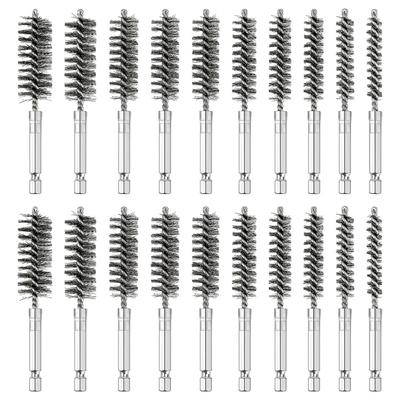 A96I-Wire Brush For Drill,With 20Pcs Wire Bore Brush Set- 1/4" Hexagonal Handle,For Electric For Drill, Rust-Proof Cleaning Hole