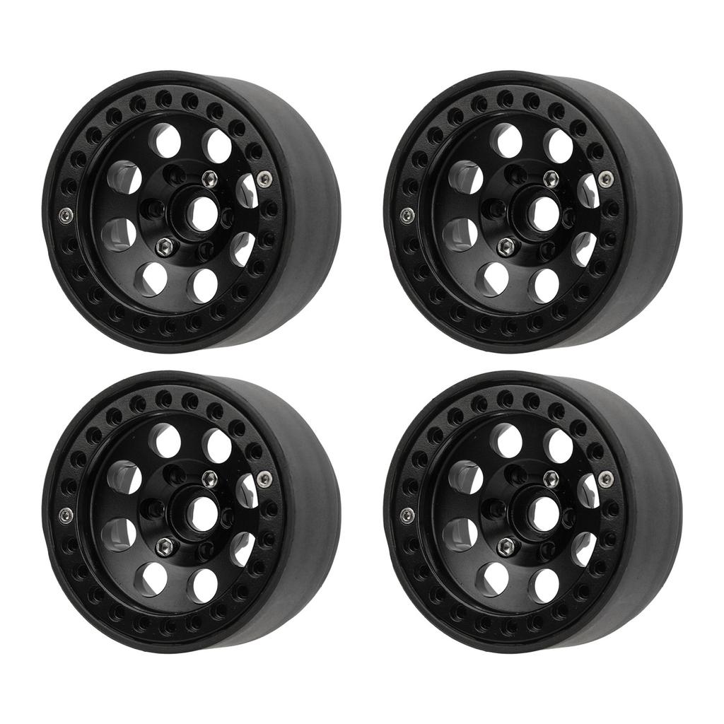 4Pcs RC Wheel Rim 1.9 Inch Aluminum Alloy Stable RC Car Wheel Hub for Axial SCX10 II III Black