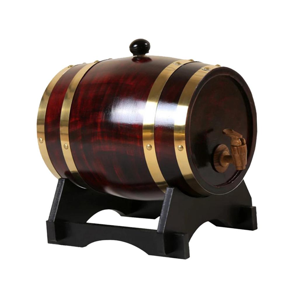 1.5L/3L Wood Barrel Retro Whiskey Barrel Red Wine Bucket Large Capacity Storage Container with Faucet Wine Making Accessories