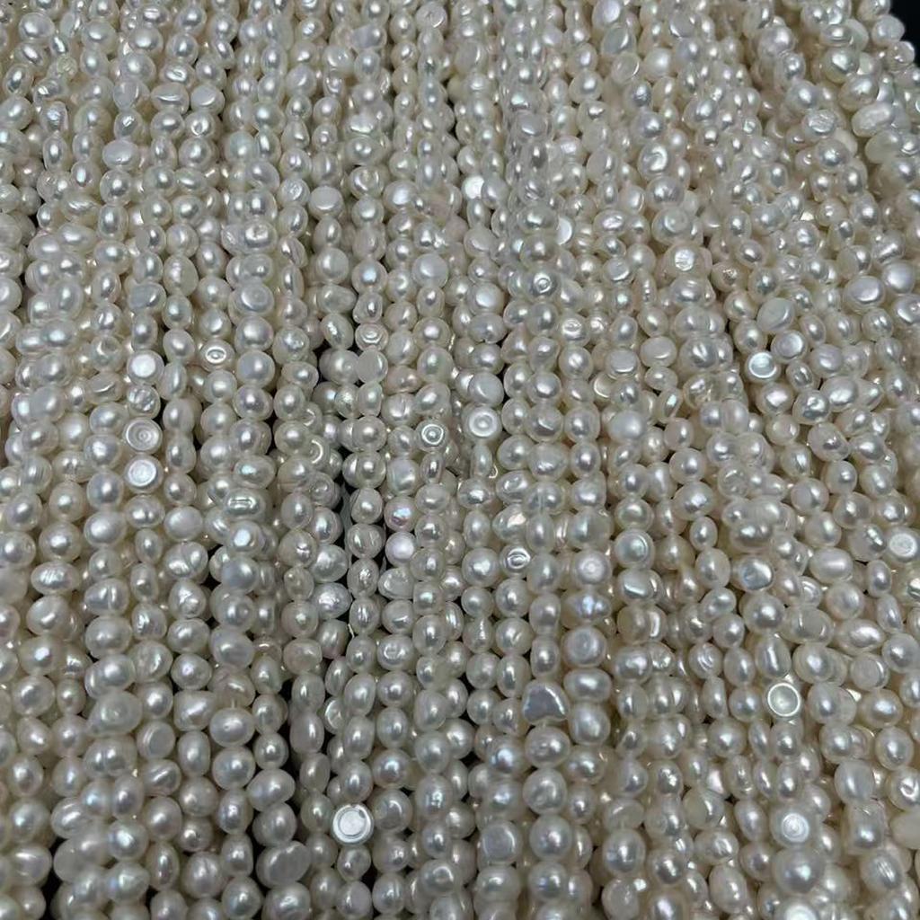 1String, White Natural Shell Mother of Pearl Beads, 4-5mm, Handmade Baroque Beads for Jewelry Making DIY Accessories, Valentines Day Gifts Bulk 36cm