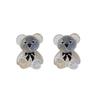Silver Needle Transparent Bear Earrings Women's Fashion Personality Temperament New Trendy Cold Wind Stud Earrings