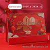 2026 Year of the Horse Desk Calendar with Festive Red Frame, Large Embossed Gold Chinese Style, Monthly Memo, Hot Stamped.