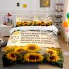 Sunflower Print Bedding Set with Quote Bedding Set (1 Duvet Cover, 2 Pillowcases, Duvet Not Included)