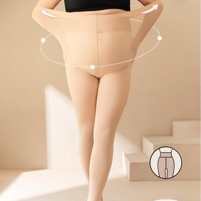 Women's Autumn and Winter Leggings Plus Velvet Flesh-colored Pantyhose Versatile Soft Warm Full Feet Leaky Feet Panty Stockings