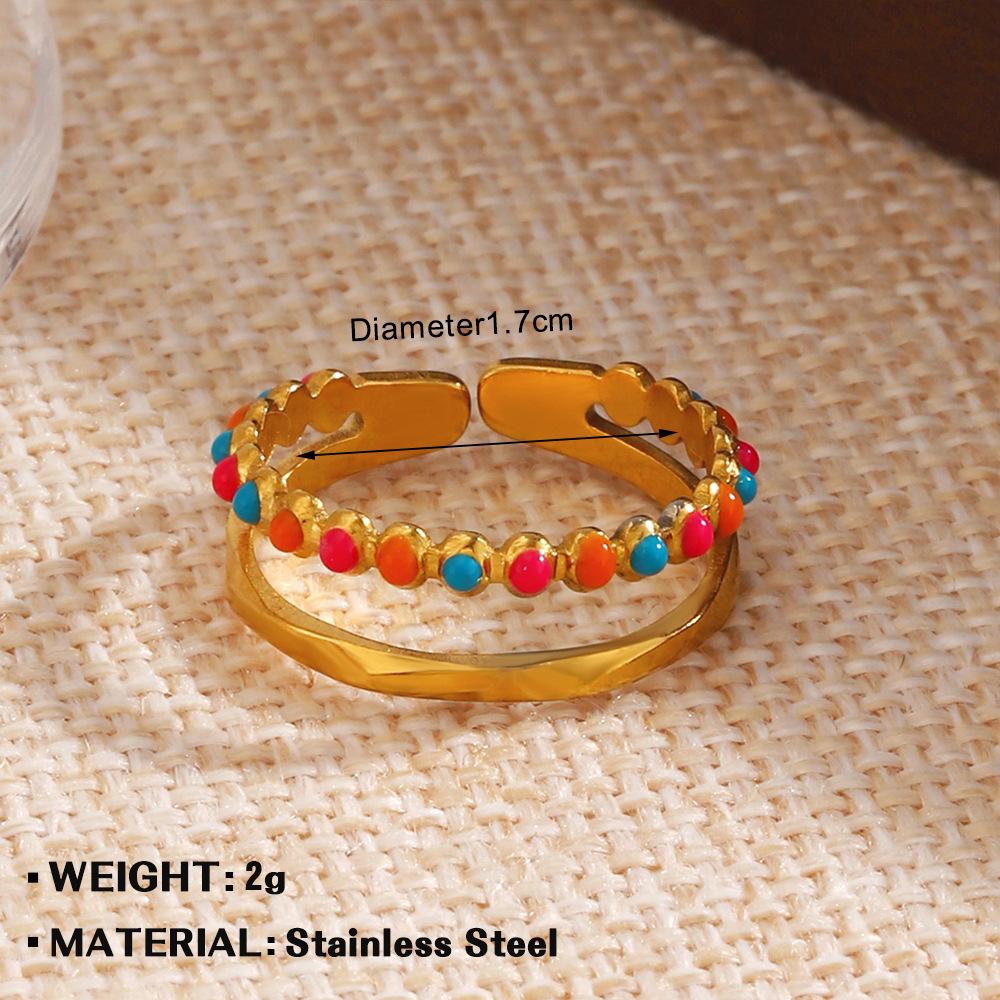 Stainless Steel Geometric Flower Color Ring Female,Fashionable, Trendy, Personalized, Hip-hop, Oil Drop Ring Accessories, Gifts