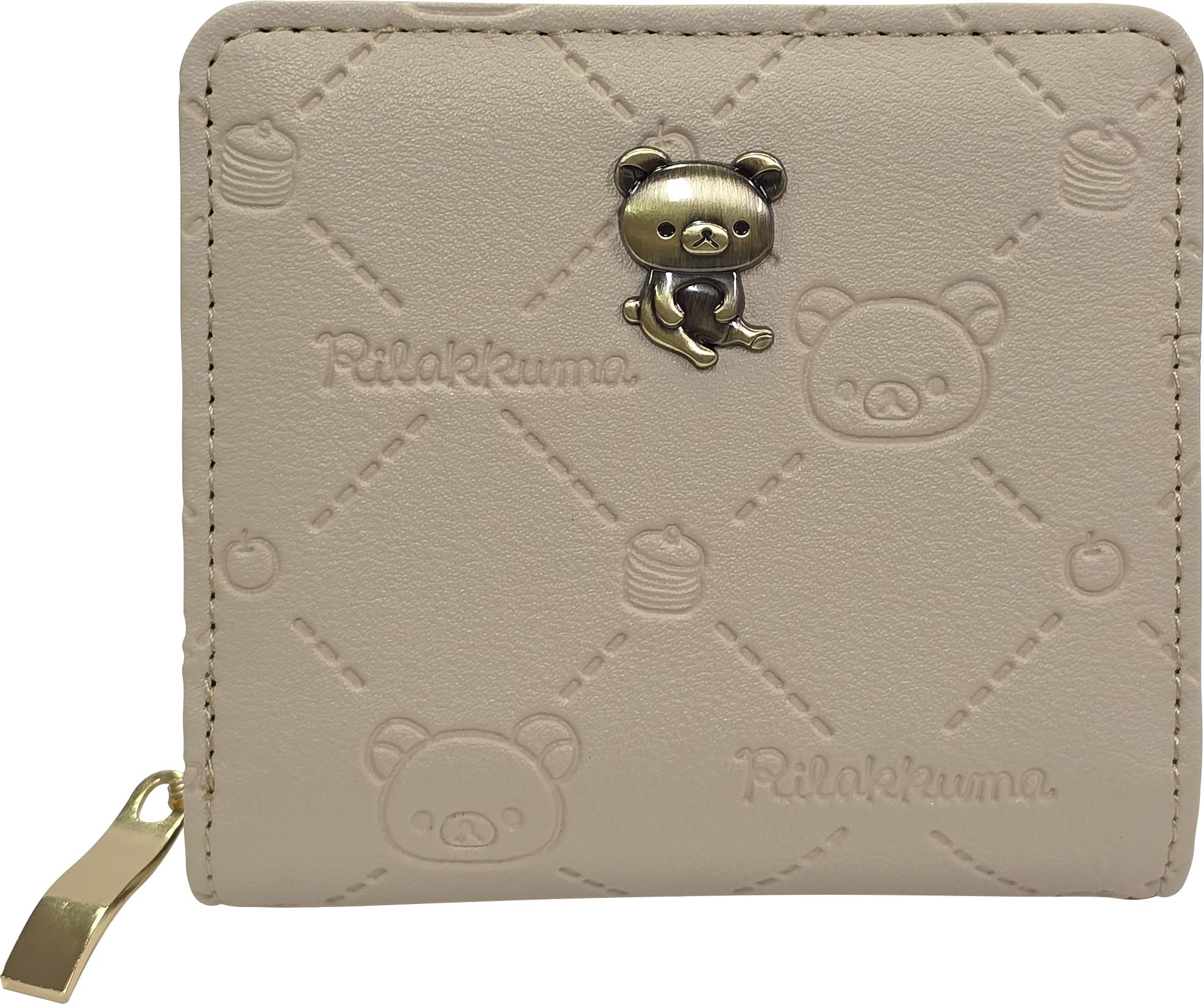 

Sun Art Rilakkuma Grid Embossed Series Round Wallet, Beige, RK-704
