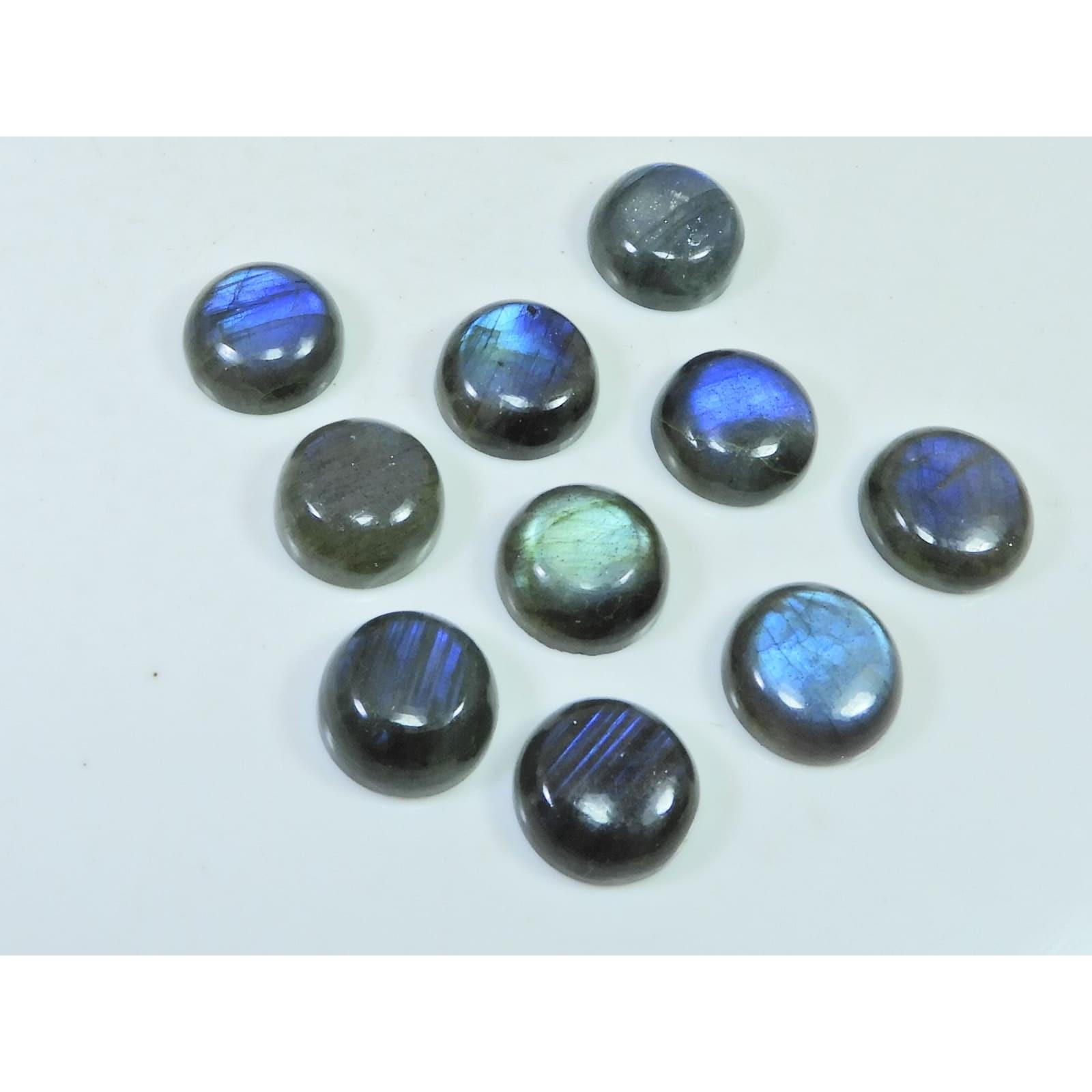 14X14MM Natural Labradorite Blue  Round Cabochon Loose Gemstone 10Pcs Lot C-1038