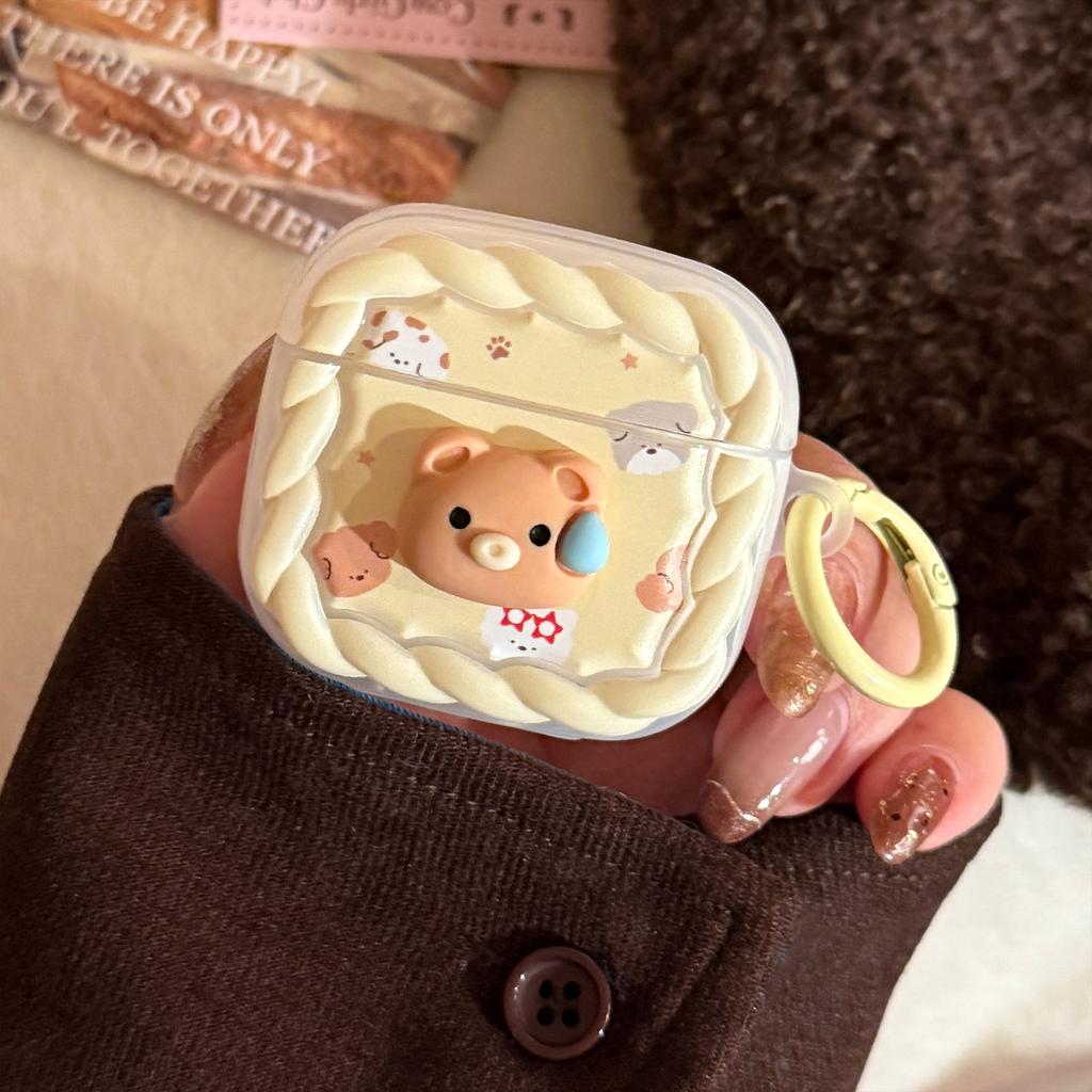 Sweat bear applies to Apple AirPods protective case 4th generation Bluetooth headset 1/2 milk yellow hanging ring Pro 2 matte 3
