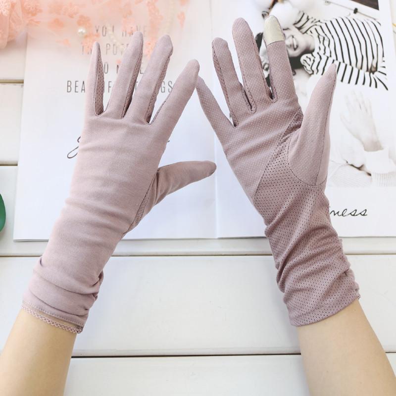 New Fashion Gloves Women Mid-long Summer Cotton Black Print Cycling Thin Touch Screen Bike Car Driving Gloves for Women