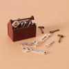 Miniature Wooden Toolbox with Alloy Tools: Wrench, Axe, Hammer for Dollhouse