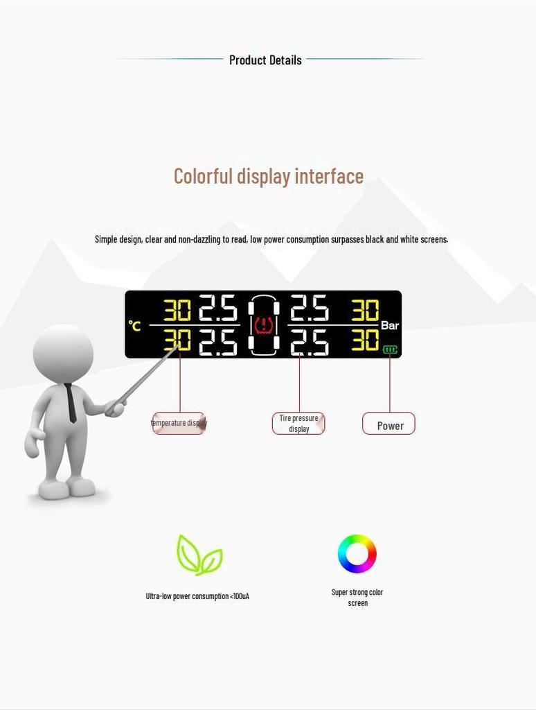 2025 Car Solar Wireless Tire Pressure Monitoring System, Built-in TPMS, High-Accuracy