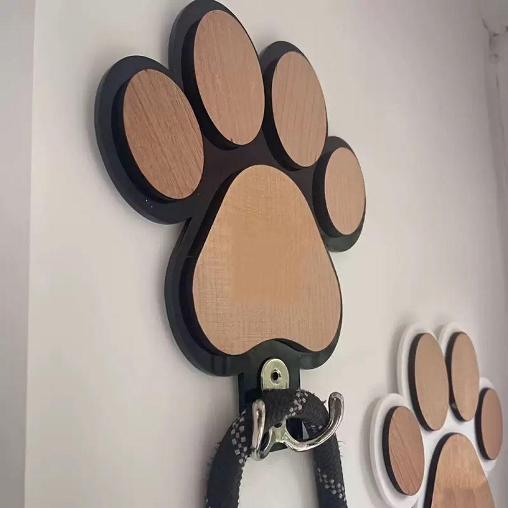 2Pcs Wall Mounted Wooden Paw Print Wall Hook Non-slip Cat Claw Coat Hooks  Bedroom