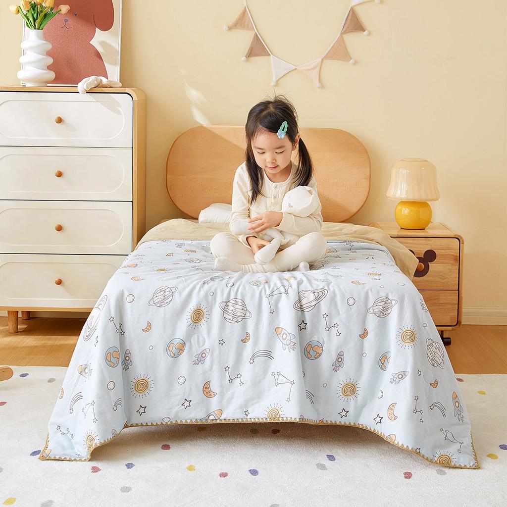 Baby Children's Kindergarten Full Cotton Double Layer Yarn Soy Protein Washable Summer Cool Quilt - Little Universe