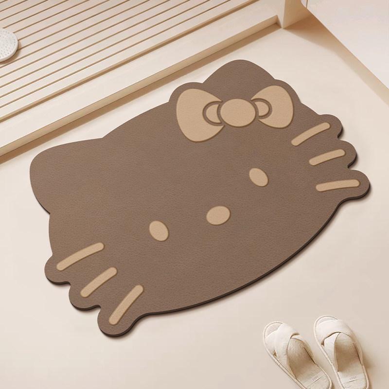 Retro Hello Kitty Quick-Dry Bath Mat - Irregular Shape, Absorbent, Diatom Mud
