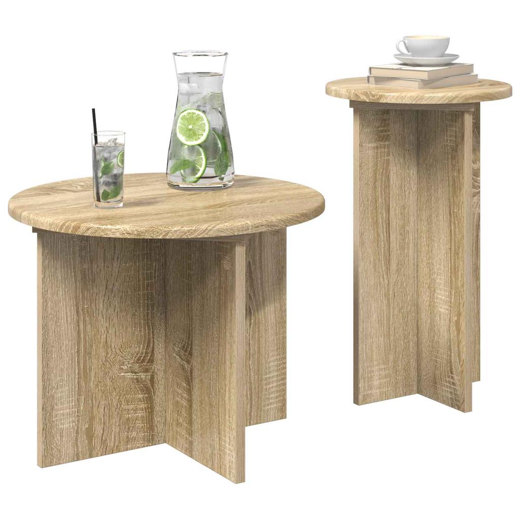 Side Table Set with Storage 2 pcs Sonoma Oak Wood Based Material